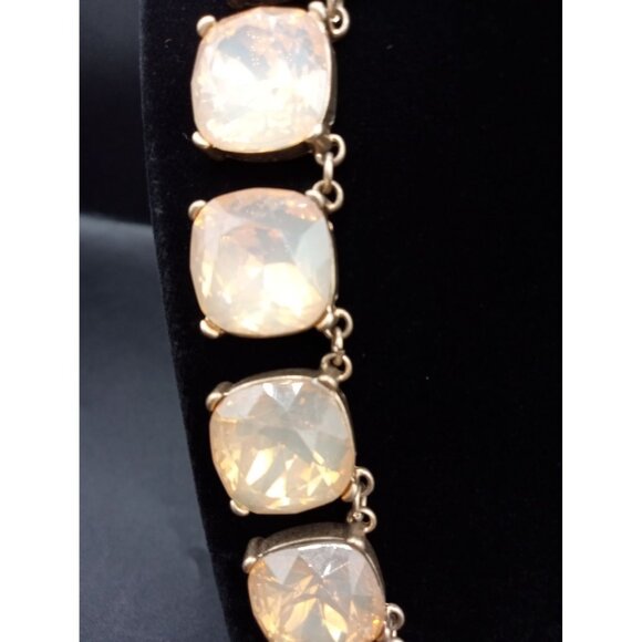 Necklace Statement Faceted Opalescent Faux Stones .75" Vintage Adjusts 15-20" - Picture 4 of 16